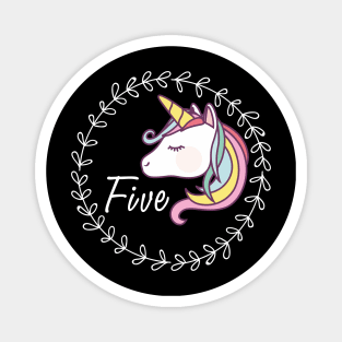 Five Years Old Unicorn Birthday Magnet